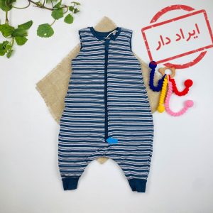 ایراد دار _ کیسه خواب نوزادی آستین تاپ برند لوپیلو طرح راه راه جلو زیپی پا دار سرمه ای رنگ - 9 تا 12 ماه