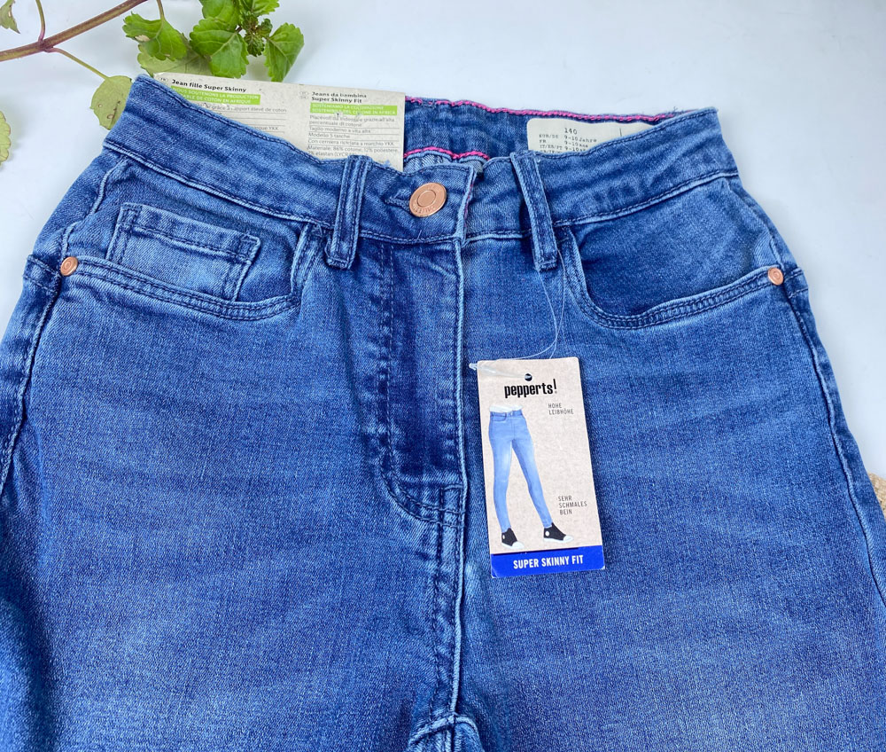 شلوار جین دخترانه برند pepperts کمر کش دار آبی رنگ - 9 تا 10 سال