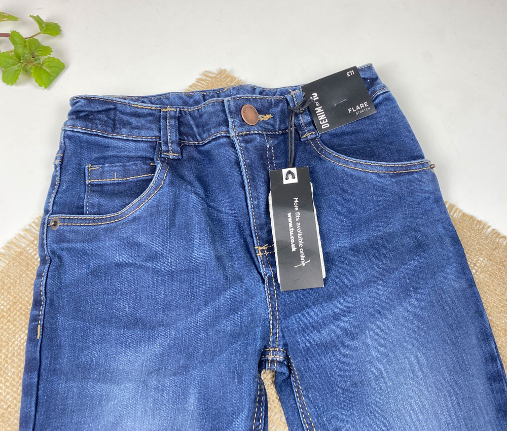 شلوار جین دخترانه برند Tu کمر کش دار سرمه ای رنگ - 8 سال