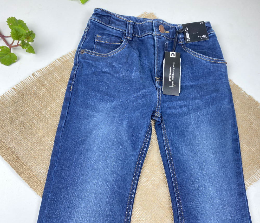 شلوار جین دخترانه برند Tu کمر کش دار سرمه ای رنگ - 8 سال