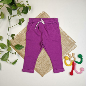 شلوار نوزادی برند لوپیلو طرح جیب دار تو کرکی بنفش رنگ
