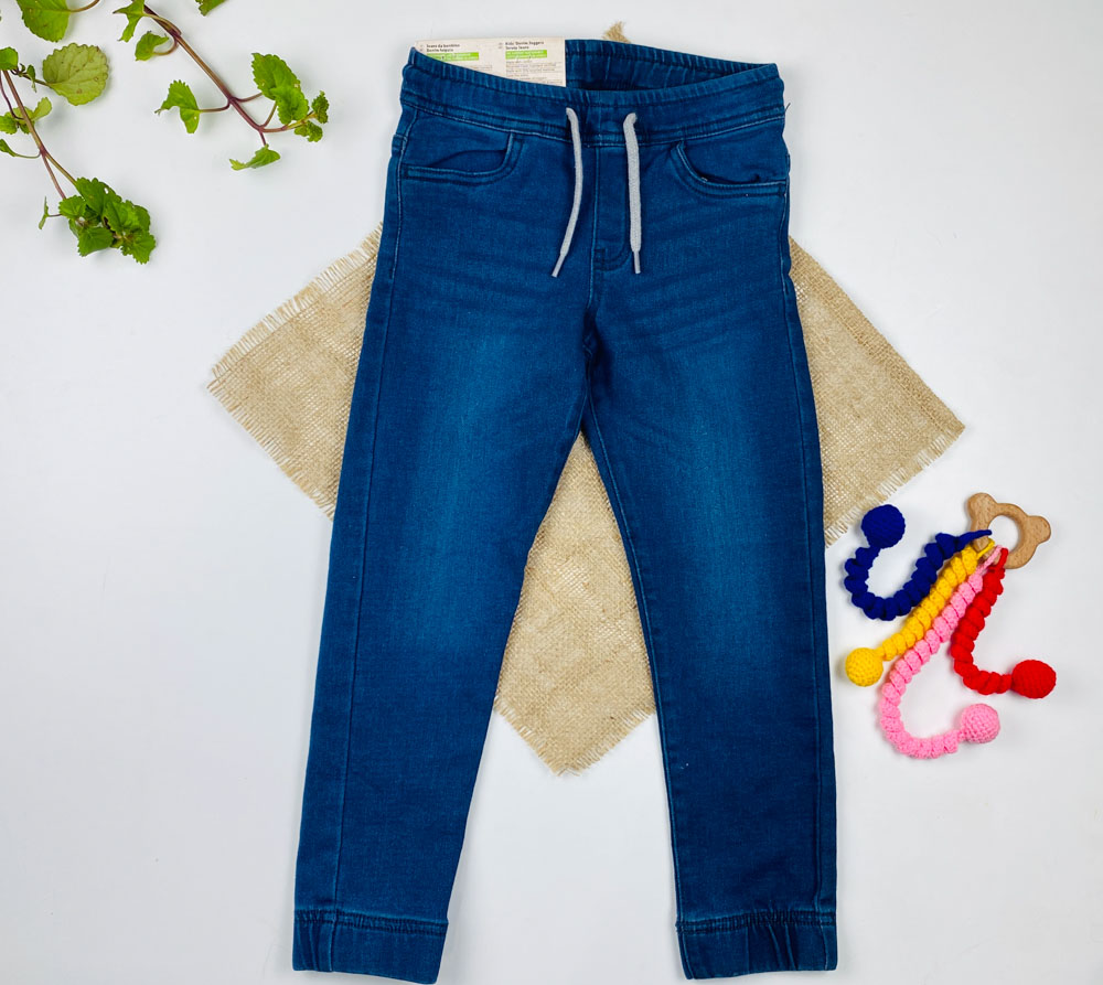 شلوار جین اسلش برند pepperts طرح پایین کش دار کمربند طوسی دار سورمه ای رنگ