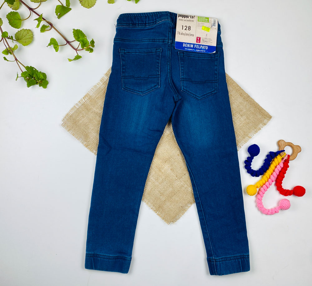 شلوار جین اسلش برند pepperts طرح پایین کش دار کمربند طوسی دار سورمه ای رنگ