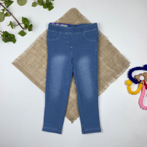 شلوار طرح جین برند lupilu طرح جیب نما کمرکش آبی کمرنگ