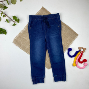 شلوار جین راسته برند lupilu طرح جیب دار کمر بندک مشکی دار سورمه ای رنگ - 2 تا 4 سال