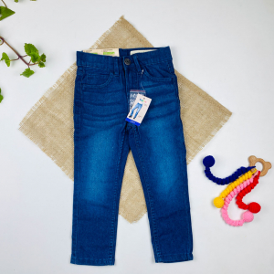 شلوار جین slim fit برند lupilu طرح جیب دار دکمه قزن دار سورمه ای رنگ