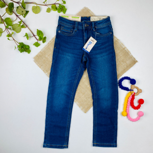 شلوار جین skinny fit برند lupilu-pepperts طرح جیب دار دکمه قزن دار بند تنظیم دار سورمه ای رنگ