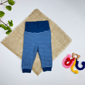 شلوار نوزادی مچ دار برند لوپیلو طرح راه راه کمرکش پهن سرمه ای رنگ