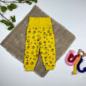 شلوار نوزادی مچ دار برند لوپیلو طرح خانه و درخت کمرکش پهن زرد رنگ - 2 تا 6 ماه