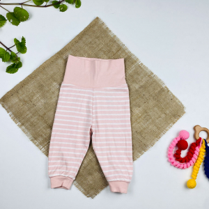 شلوار نوزادی دخترانه مچ دار برند لوپیلو طرح راه راه کمرکش پهن صورتی کمرنگ - 2 تا 6 ماه