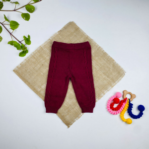 شلوار نوزادی مچ دار برند لوپیلو طرح بافته زرشکی رنگ - 2 تا 6 ماه