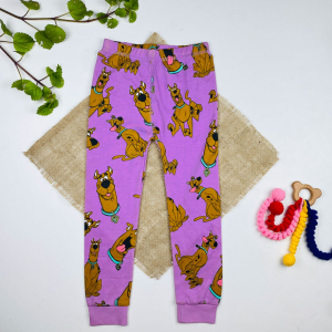 شلوار دخترانه مچ دار طرح هاپوها بنفش رنگ - 5 سال