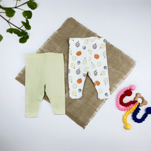 ست دو عددی شلوار نوزادی برند لوپیلو طرح میوه ها سبز پسته ای رنگ