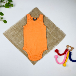 بادی نوزادی آستین تاپ برند لوپیلو طرح ساده یقه گرد گلبهی رنگ - 6 تا 12 ماه