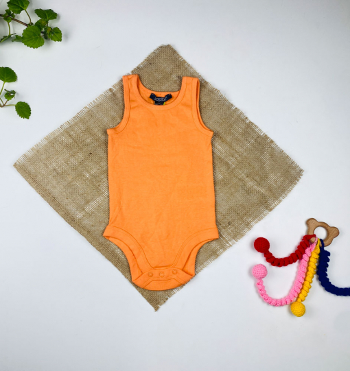 بادی نوزادی آستین تاپ برند لوپیلو طرح ساده یقه گرد گلبهی رنگ - 6 تا 12 ماه