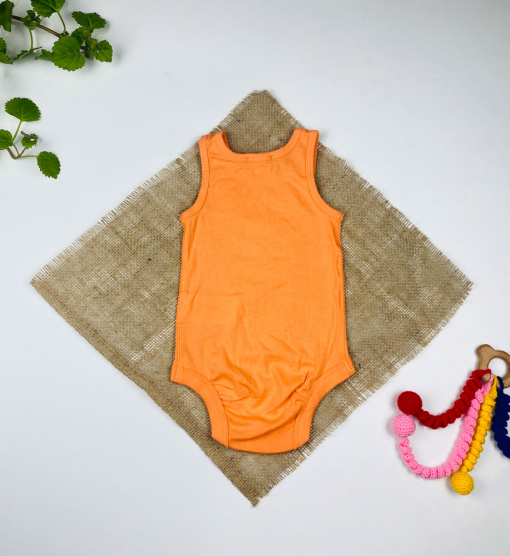 بادی نوزادی آستین تاپ برند لوپیلو طرح ساده یقه گرد گلبهی رنگ - 6 تا 12 ماه