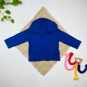 سویشرت نوزادی آستین بلند برند لوپیلو طرح کلاه دار جلو دکمه سرمه ای رنگ - 2 تا 6 ماه