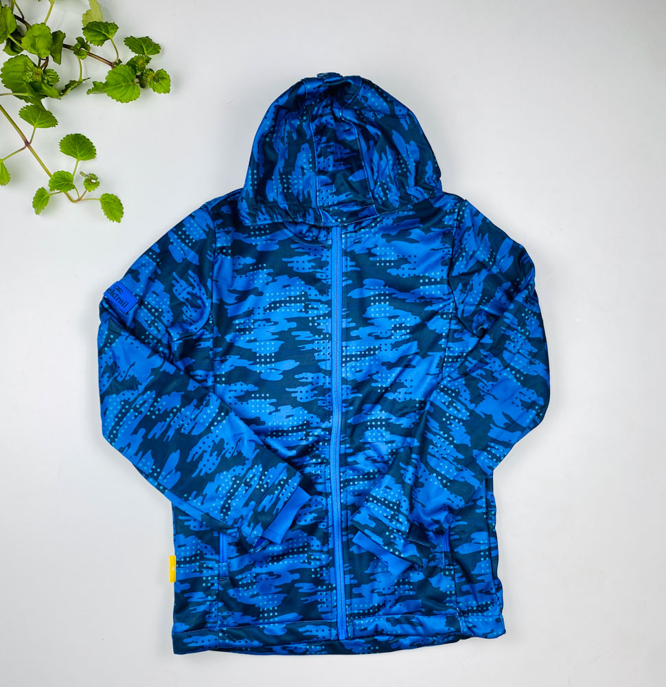 سویشرت آستین بلند طرح جلو زیپی کلاه دار آبی تیره رنگ - 8 تا 10 سال