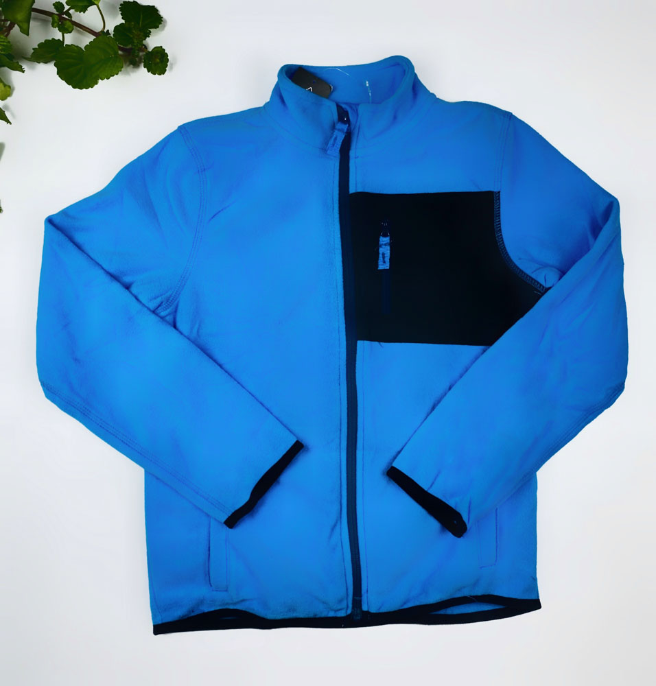 سویشرت آستین بلند طرح زیپی بدون کلاه آبی رنگ