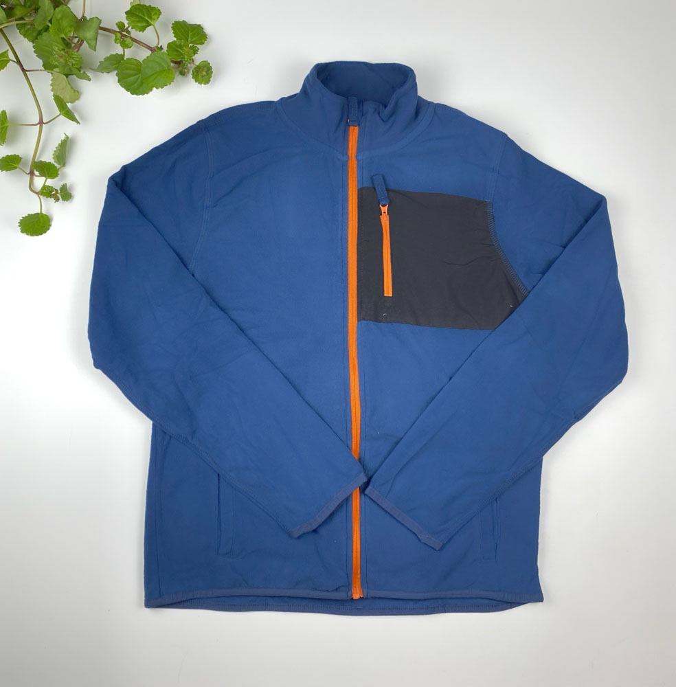 سویشرت آستین بلند طرح زیپی بدون کلاه سرمه ای رنگ