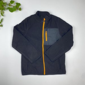 سویشرت آستین بلند طرح جلو زیپی جیب دار مشکی رنگ