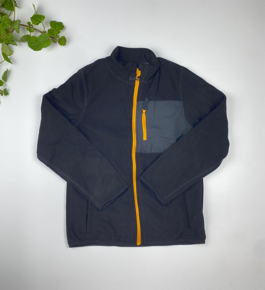 سویشرت آستین بلند طرح جلو زیپی جیب دار مشکی رنگ