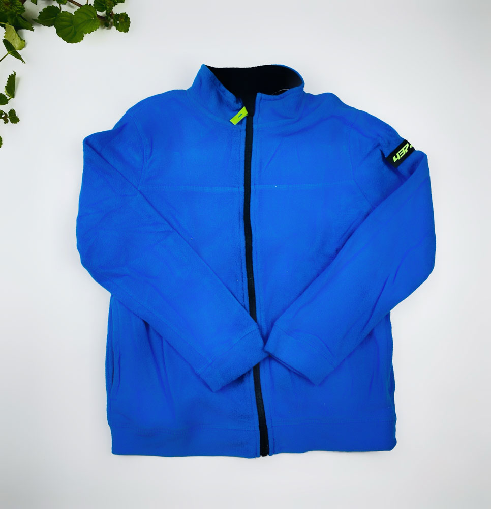 سویشرت آستین بلند طرح جلو زیپی جیب دار آبی تیره رنگ