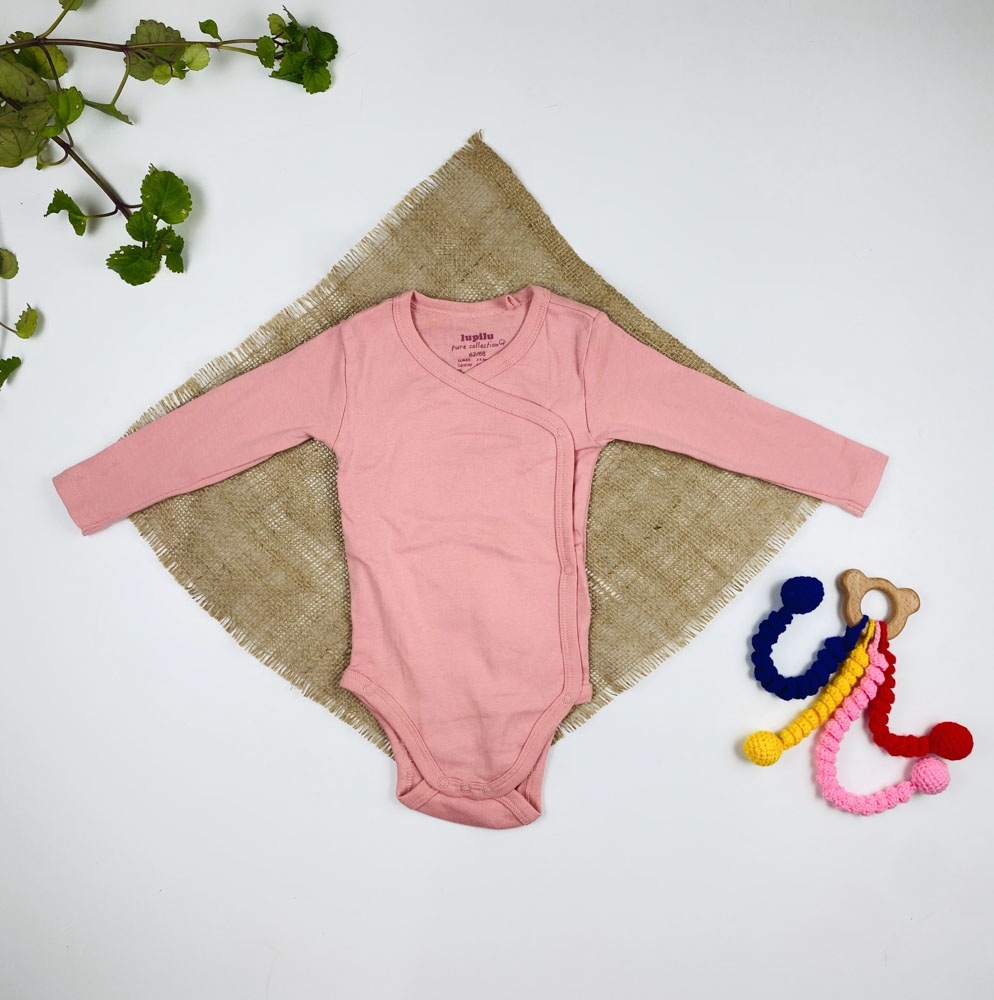 ست دو عددی بادی نوزادی دخترانه آستین بلند برند لوپیلو طرح قلب قلبی چپ راستی کالباسی رنگ - 2 تا 6 ماه