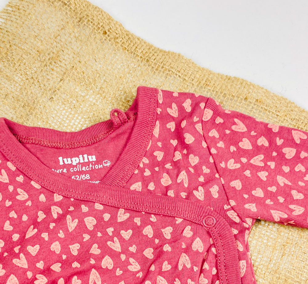 ست دو عددی بادی نوزادی دخترانه آستین بلند برند لوپیلو طرح قلب قلبی چپ راستی کالباسی رنگ - 2 تا 6 ماه