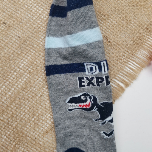 جوراب شلواری برند pocopiano طرح دایناسور طوسی رنگ