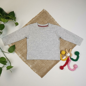 بلوز نوزادی آستین بلند برند لوپیلو سرشانه دکمه دار طوسی رنگ - 2 تا 6 ماه