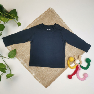 بلوز نوزادی آستین بلند برند لوپیلو سرشانه دکمه دار سرمه ای رنگ - 2 تا 6 ماه