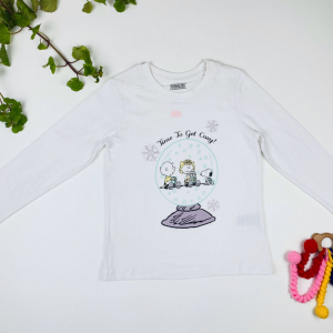 بلوز دخترانه آستین بلند طرح گوی سفید رنگ - 6 تا 8 سال