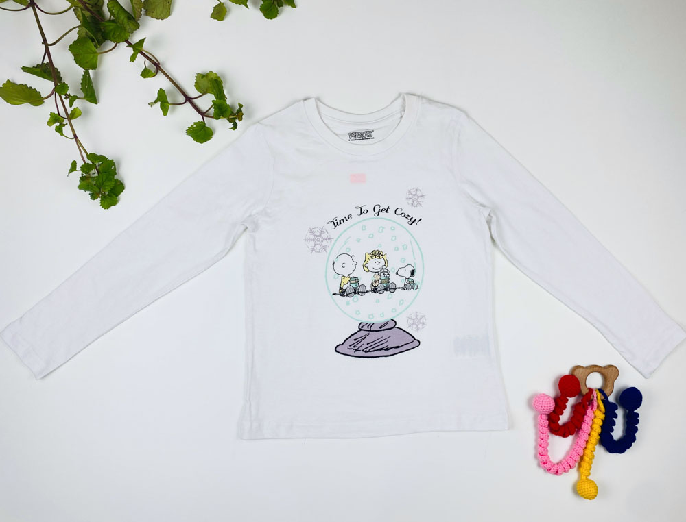 بلوز دخترانه آستین بلند طرح گوی سفید رنگ - 6 تا 8 سال