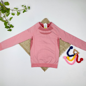 بلوز دخترانه آستین بلند طرح نقطه نقطه یقه گرد صورتی کمرنگ - 8 تا 10 سال