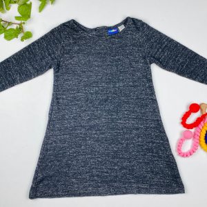 بلوز دخترانه آستین بلند طرح ساده یقه گرد ذغالی رنگ - 2 تا 4 سال