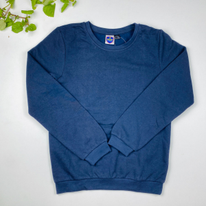 بلوز آستین بلند طرح یقه گرد ساده سرمه ای رنگ - 10 تا 12 سال