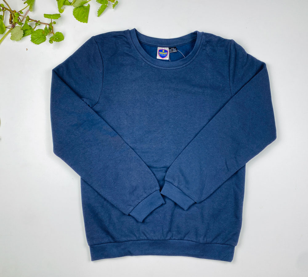 بلوز آستین بلند طرح یقه گرد ساده سرمه ای رنگ - 10 تا 12 سال