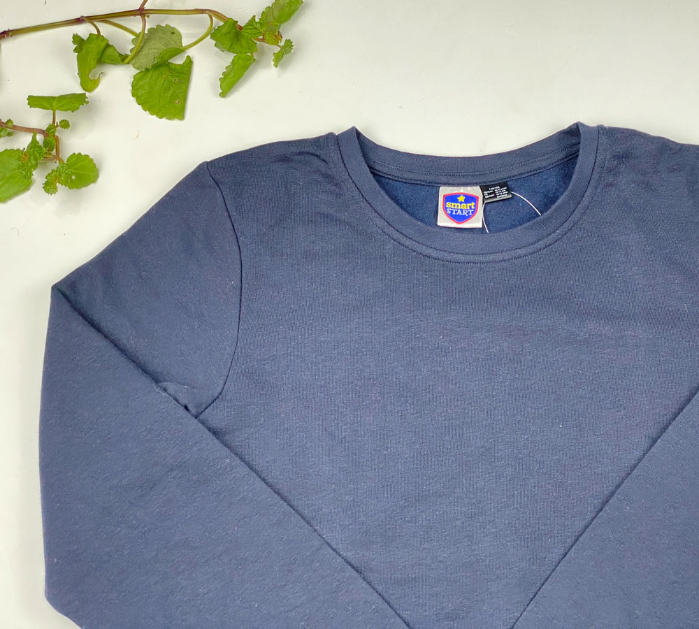 بلوز آستین بلند طرح یقه گرد ساده سرمه ای رنگ - 10 تا 12 سال