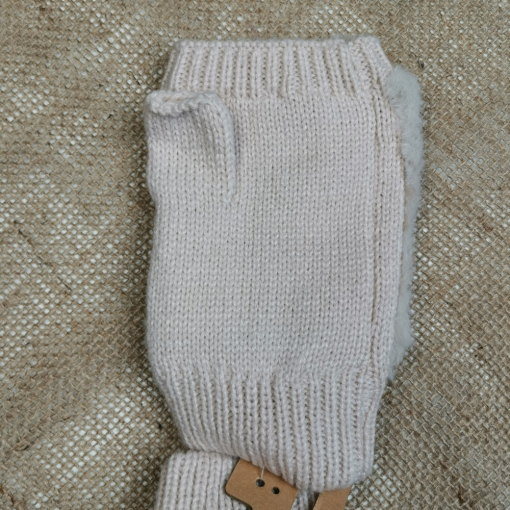 دستکش بافت دخترانه طرح گوزن نیم انگشتی طوسی روشن رنگ - فری سایز - Image 4