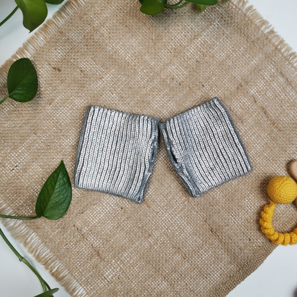 دستکش بافت دخترانه بدون انگشت نقره ای رنگ - فری سایز