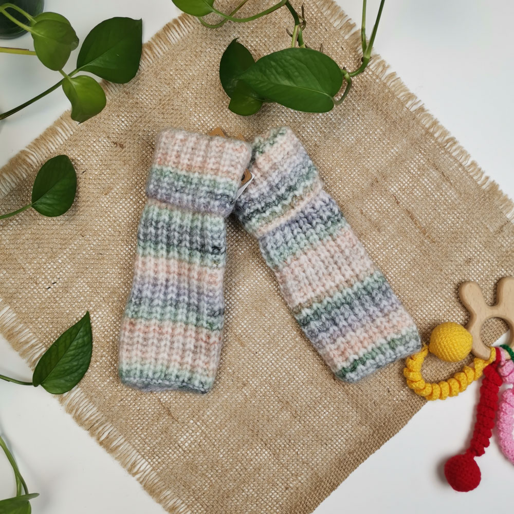 دستکش بافت دخترانه بدون انگشت ساق بلند طوسی رنگ - فری سایز