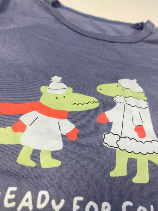 ایراد دار _ سرهمی نوزادی پسرانه آستین بلند طرح دایناسور فیلی رنگ  - 12 تا 24 ماه