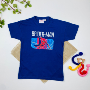 تیشرت پسرانه آستین کوتاه طرح اسپایدرمن یقه گرد سرمه ای رنگ - 8 تا 10 سال