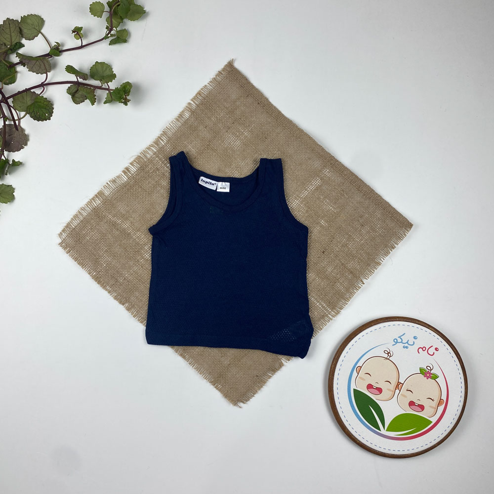 تاپ نوزادی دخترانه آستین تاپ برند لوپیلو طرح ساده یقه گرد سرمه ای رنگ - 12 تا 24 ماه