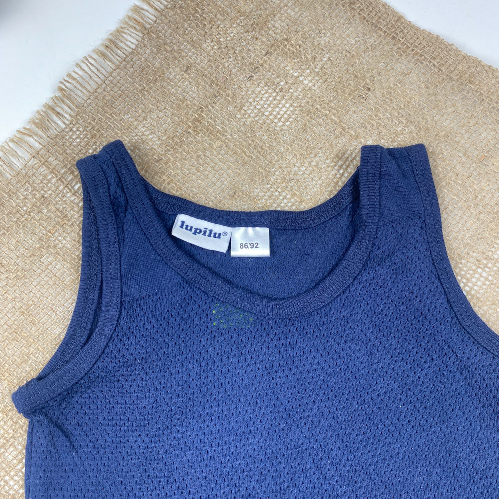 تاپ نوزادی دخترانه آستین تاپ برند لوپیلو طرح ساده یقه گرد سرمه ای رنگ - 12 تا 24 ماه