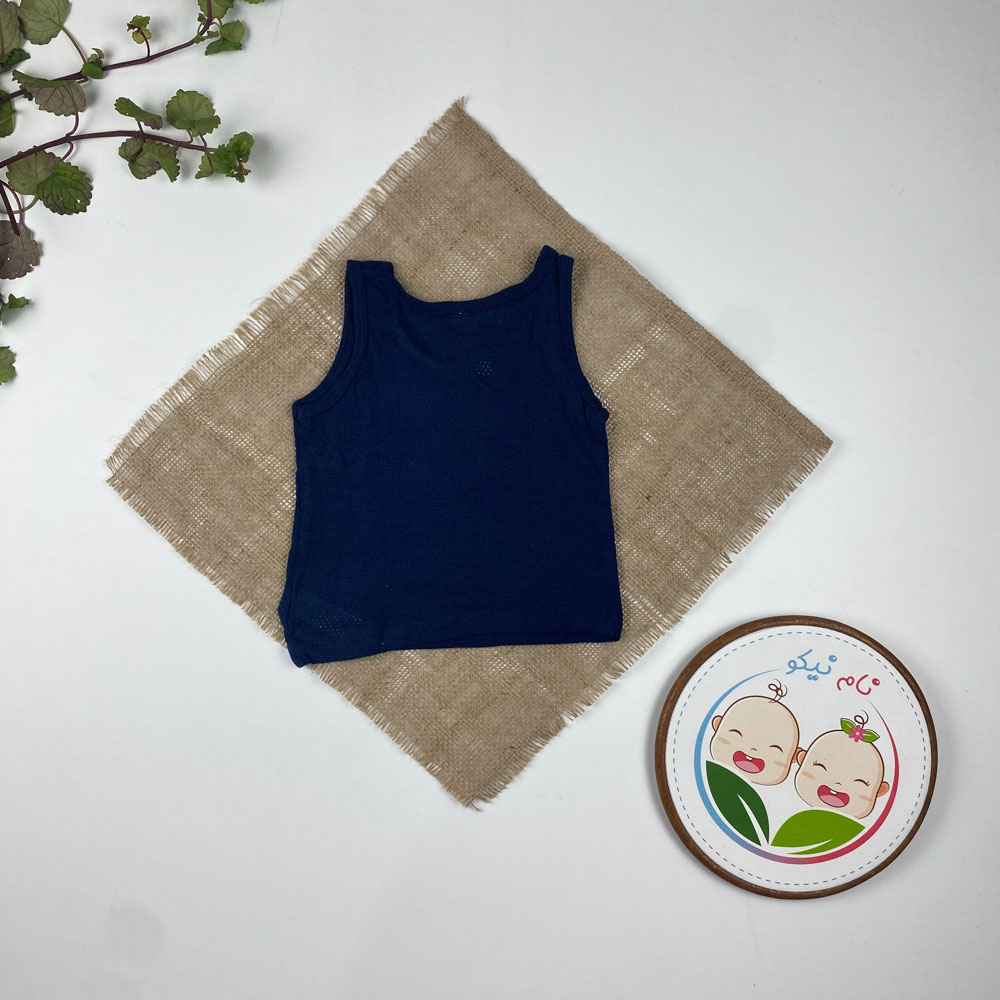 تاپ نوزادی دخترانه آستین تاپ برند لوپیلو طرح ساده یقه گرد سرمه ای رنگ - 12 تا 24 ماه