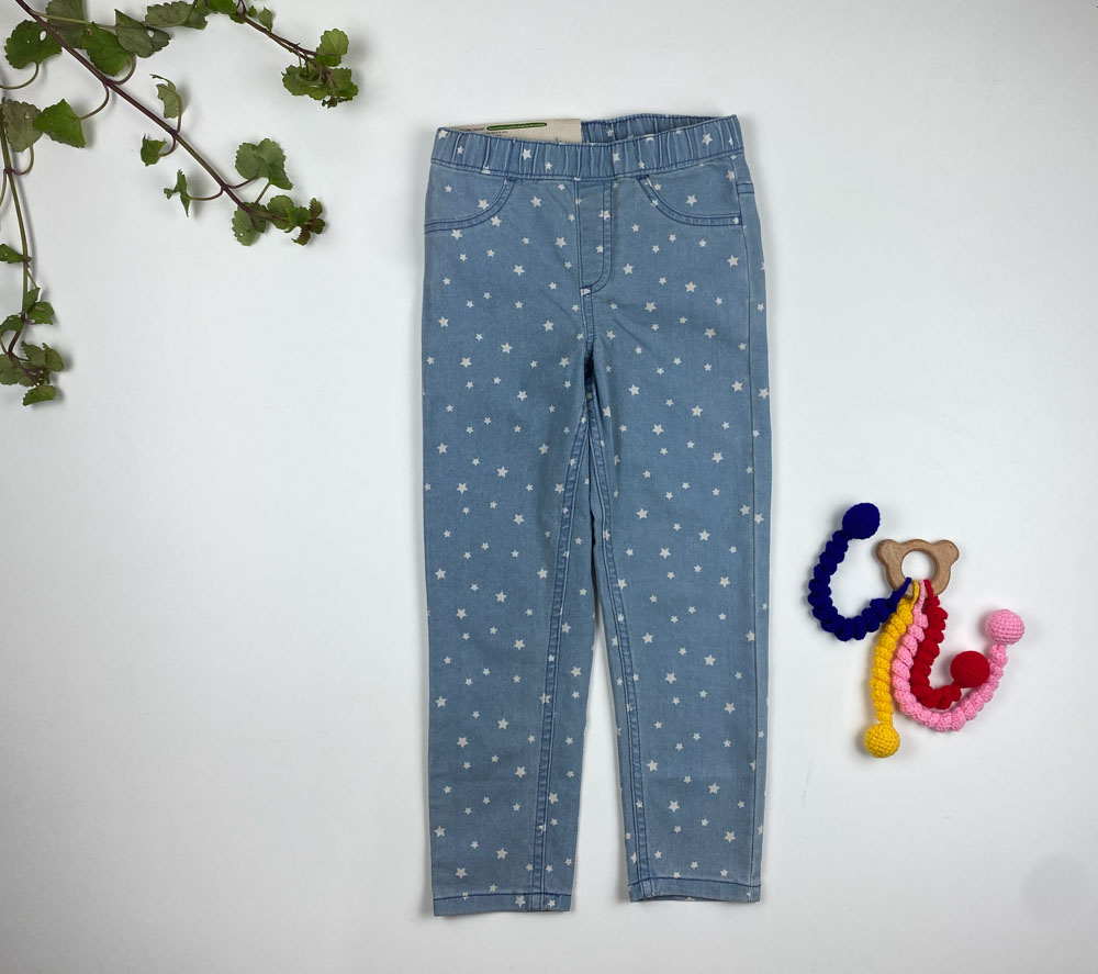 شلوار جین دخترانه برند لوپیلو طرح ستاره ای کمرکش آبی روشن رنگ  - 4 تا 6 سال