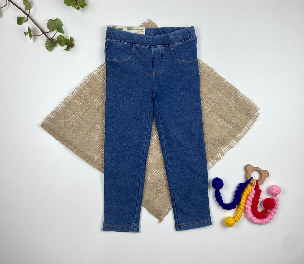 شلوار جین برند لوپیلو طرح کمرکش بدون جیب لی آبی تیره رنگ