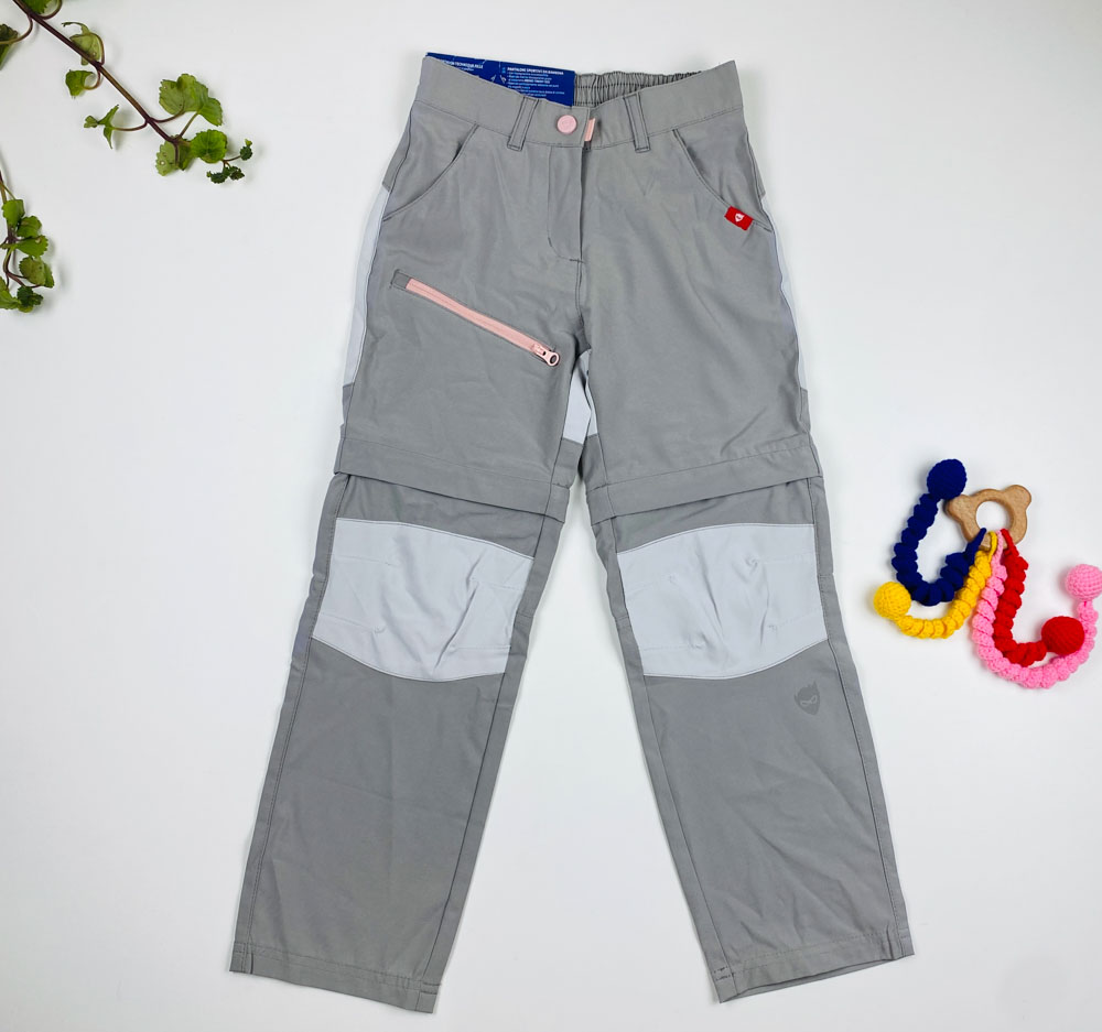 شلوار دو کاره برند لوپیلو طرح مدل زیپ دار شلوارک شو کمر دکمه ای طوسی روشن رنگ - 6 تا 7 سال